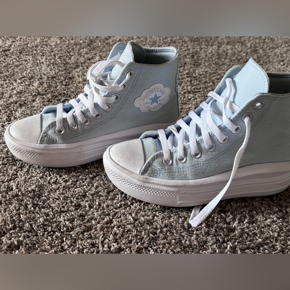 Converse Women's Sky Blue High-Top Sneakers, Platform style. Size 4